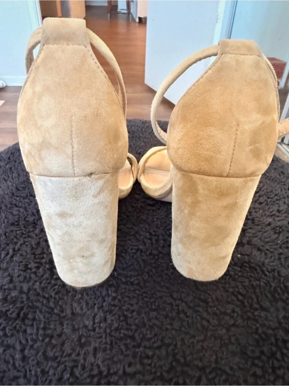 Steve Madden Nude Suede Open-Toe Ankle-Strap Heels
